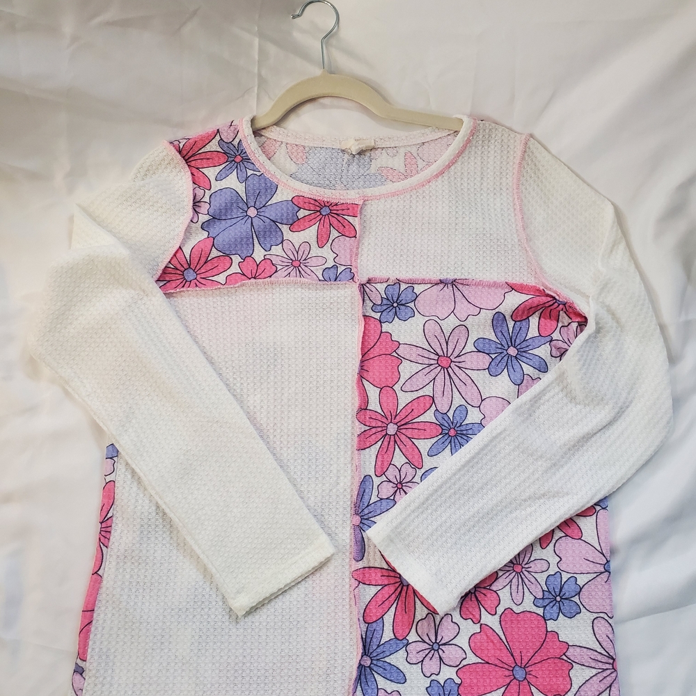 BiBi Floral Patchwork Long Sleeve Top - Pink and Purple